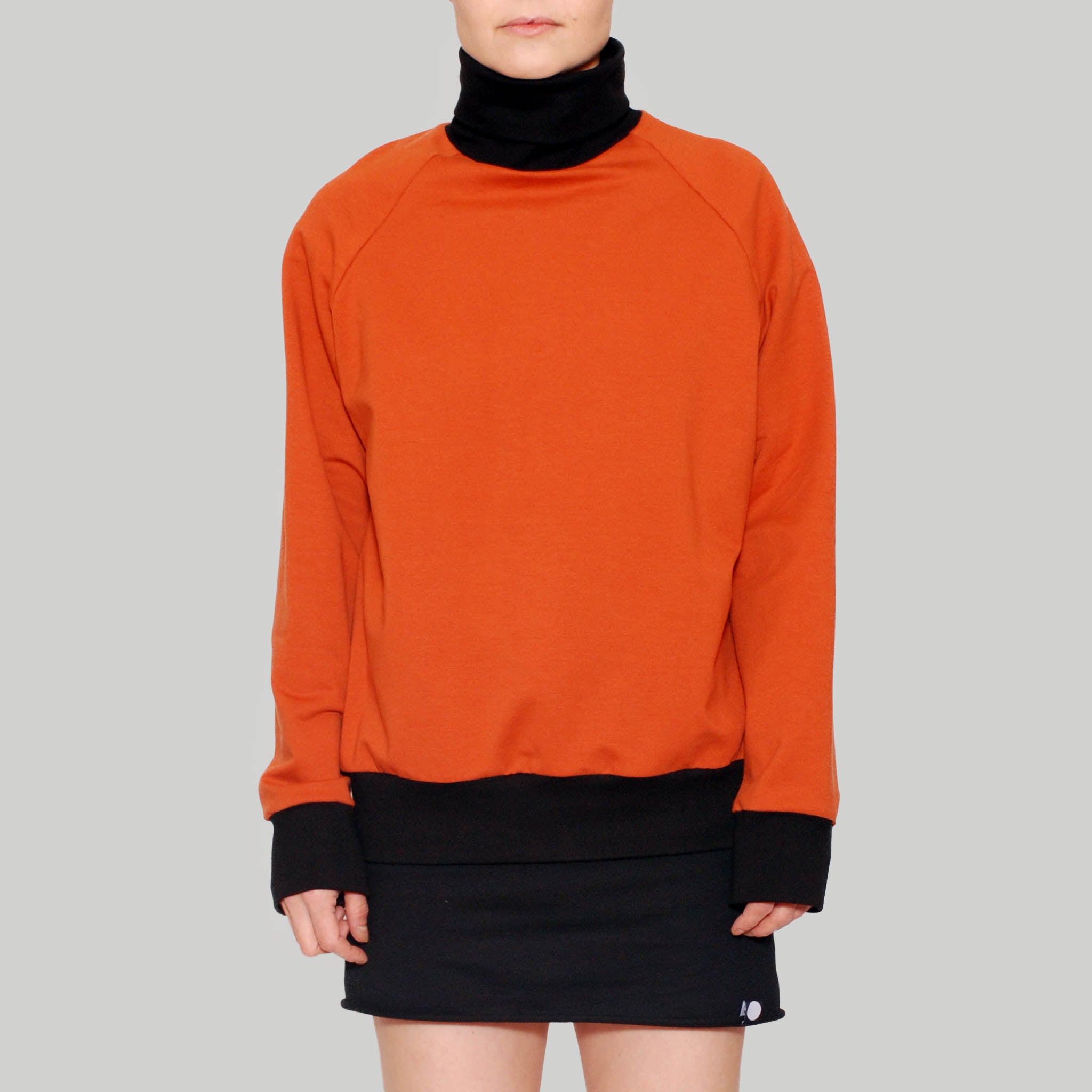 Rollkragensweater Try aus Bio-Baumwolle - orange