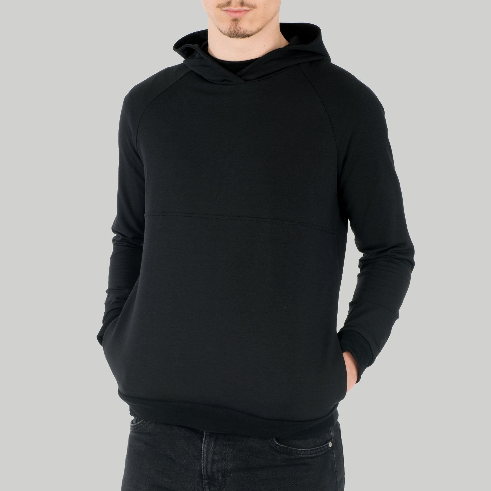 Hoodie Jas aus Bio-Baumwolle - schwarz