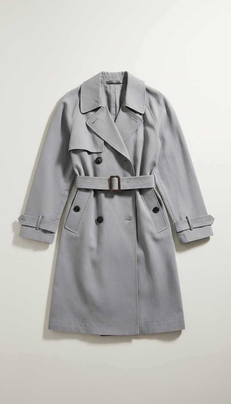 Trenchcoat aus Bio-Baumwolle in Nebelgrau