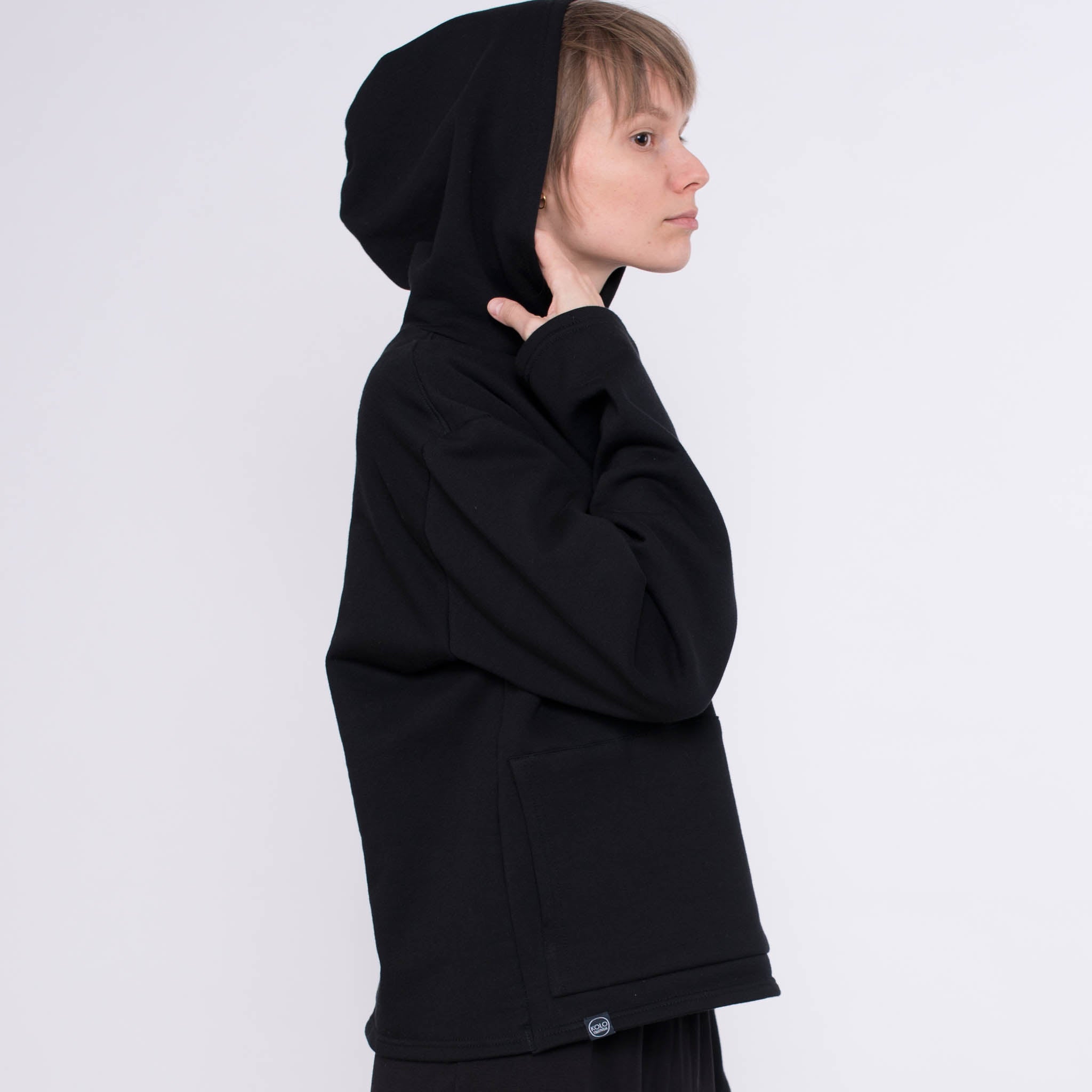 Hoodie Bun aus Bio-Baumwolle - schwarz