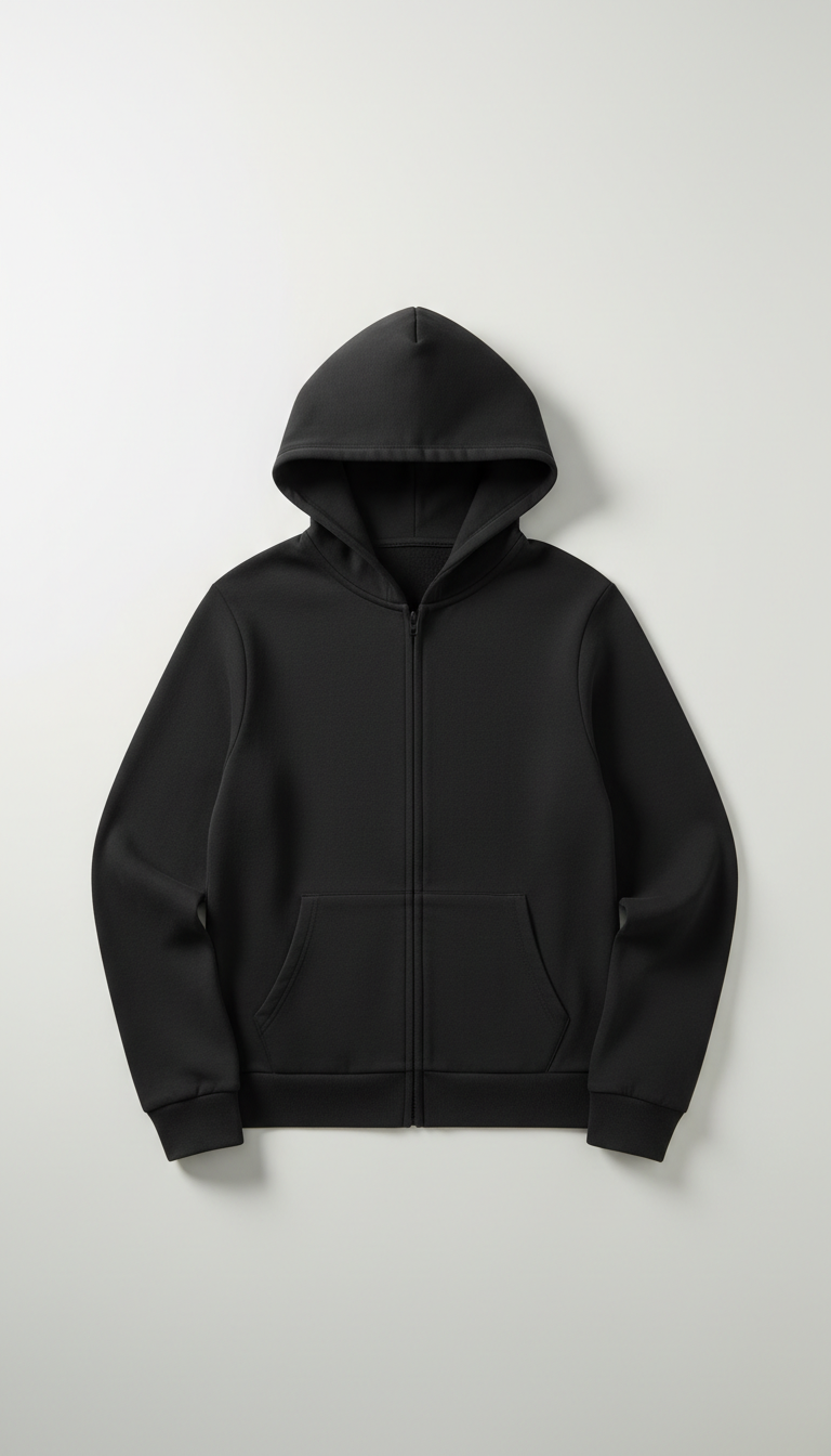 Minimalistische Zip-Up Hoodie Berlin Black