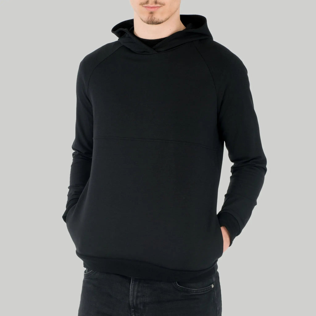 Hoodie Jas mit Bauchtasche aus Baumwolle (Bio) - schwarz - KOLO Berlin